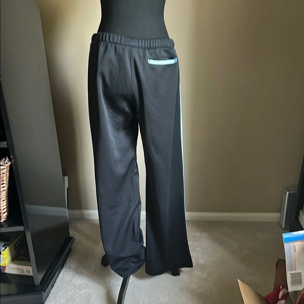 Adidas Black Track Pants with Light Blue Stripes/ Back Pocket - Picture 6 of 14